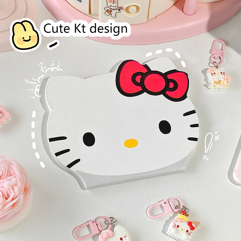 

Мини-зеркало для макияжа Sanrio Hello Kitty, портативное складное зеркало для макияжа с милым котом Kt для женщин и девочек, подарочное зеркало для макияжа