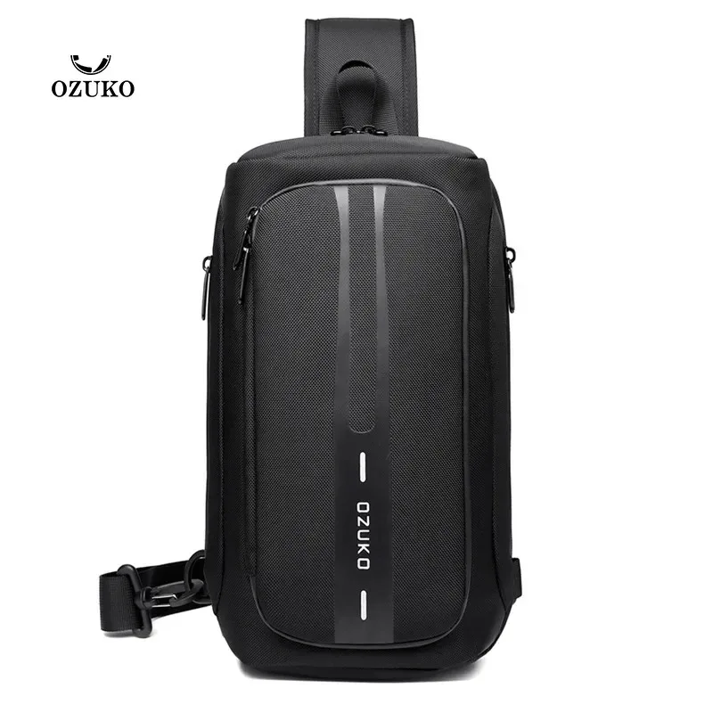 

OZUKO Sling bag Chest Bag Anti Theft Male Sling Messenger Bags Waterproof Male Outdoor Chest Pack Man USB Charge Crossbody Bag