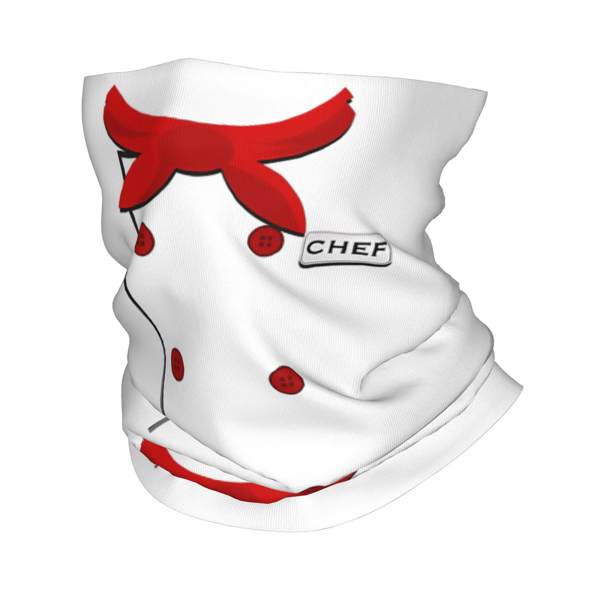 White Chef Uniform Scarf Neckerchief Neck Face Mask Polyester print one size foe adults
