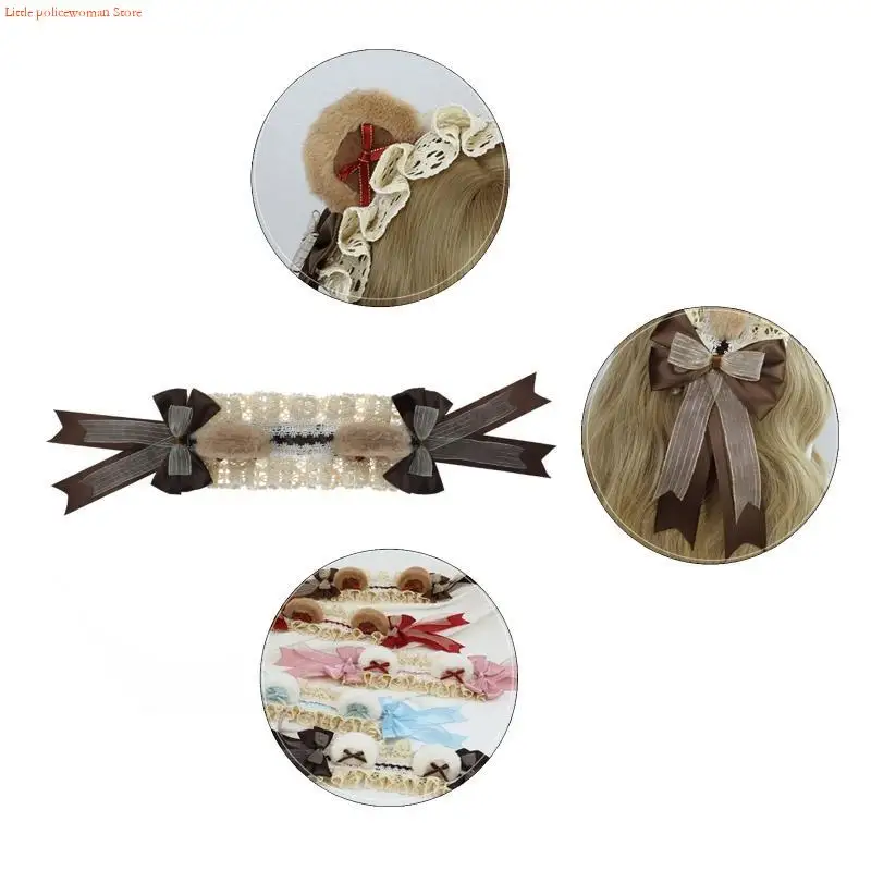 F92D Women Animals Bear Ear for Head Hoop Make Up Ornaments Festival Hair Decor