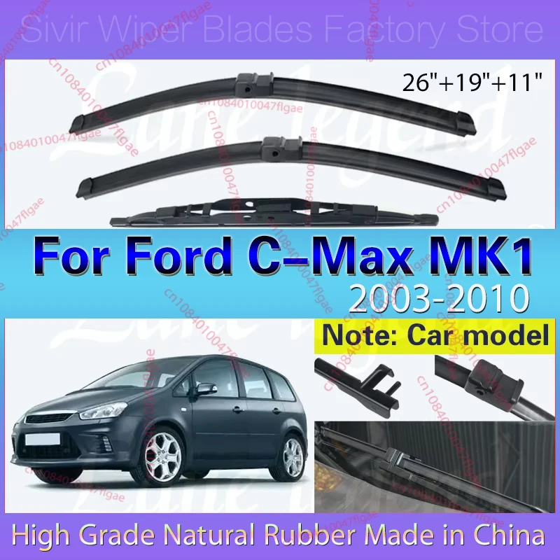 

Wiper Front Rear Wiper Blades For Ford C-Max MK1 2003 - 2010 Windshield Windscreen Window 2008 2009 26"+19"+11" Car Accessories