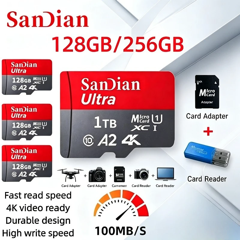 

128GB 256GB Micro TF/ SD Card Class 10 High Speed Memory Cards Stable Performance SD Memory Card for Phones/Digital Camera/MP3