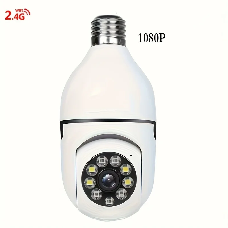 2 SZT. Kamera bezpieczeństwa Ease Life w kształcie żarówki, do użytku wewnątrz i na zewnątrz, bezprzewodowa kamera WiFi 2.4GHz, 360 stopni, gwint E27 do montażu na żarówce. — 2