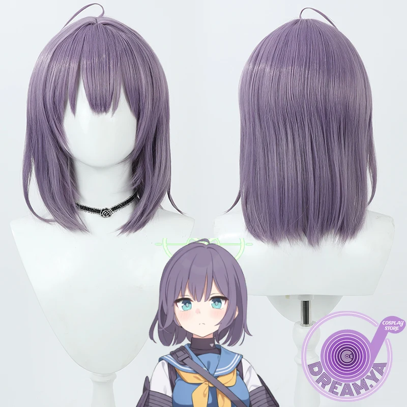 Sorai Saki Cosplay Wig Blue Archive Game Purple Short Synthetic Hair Heat Resistant Halloween Role Play Party Carnival + Wig Cap