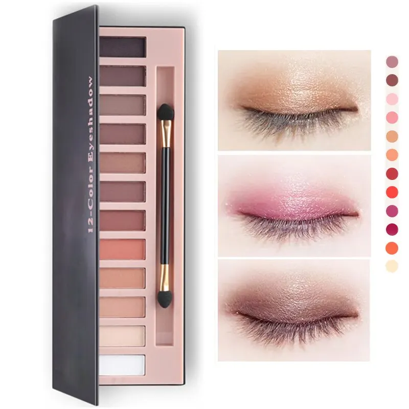 12 màu Eyeshadow Palette sáng bóng ngọc trai Matte lớn trái đất màu Eyeshadow không thấm nước cao sắc tố lâu dài mắt mỹ phẩm