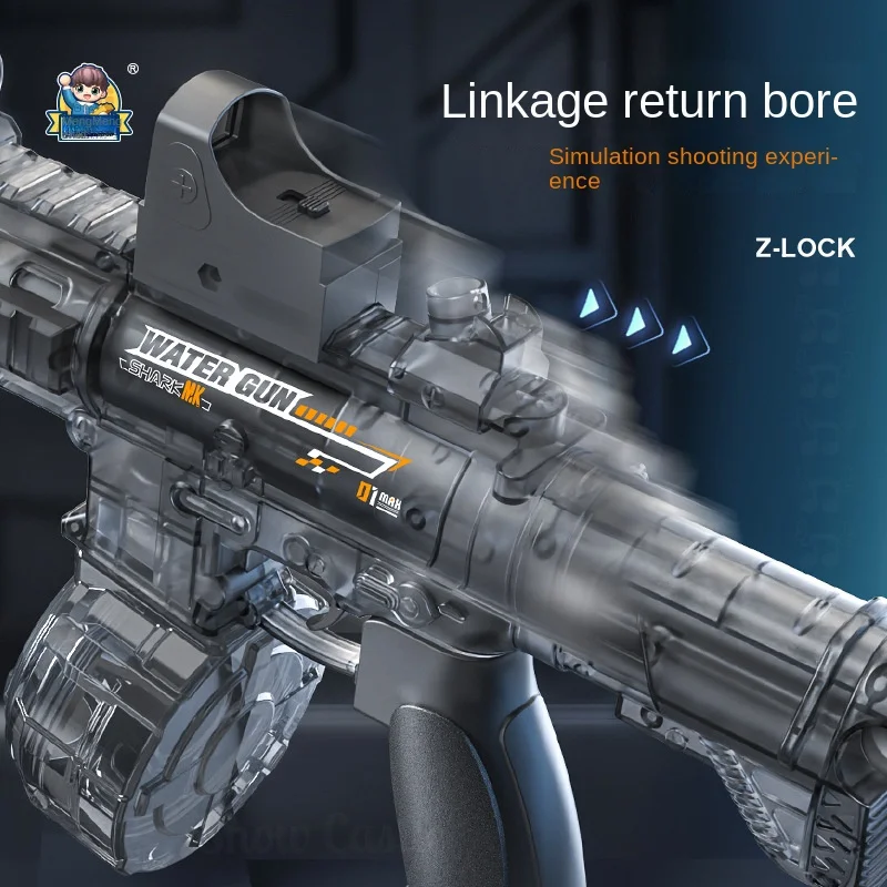 Pistola de agua eléctrica M416 con aerosoles ligeros, efecto de llama, potente pistola de agua para exteriores de alta presión continua, pistola de juguetes para niños