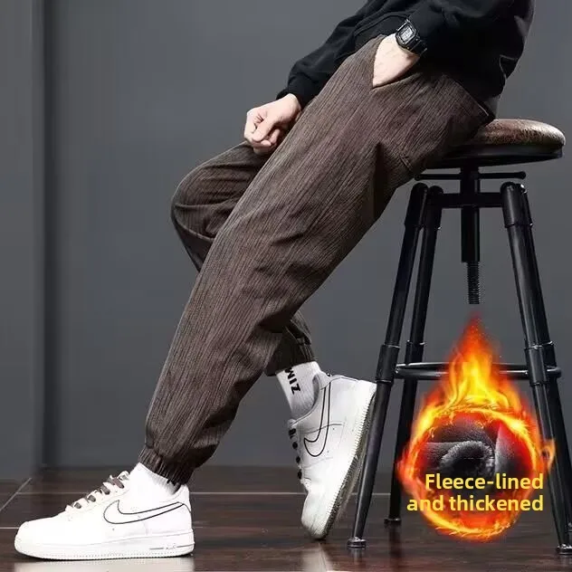 

Men's Fce Lined Thiened Casual Pants Loose Trousers Harlan Sle Faionable Winter Autumn Loose Fit Elastic Waist