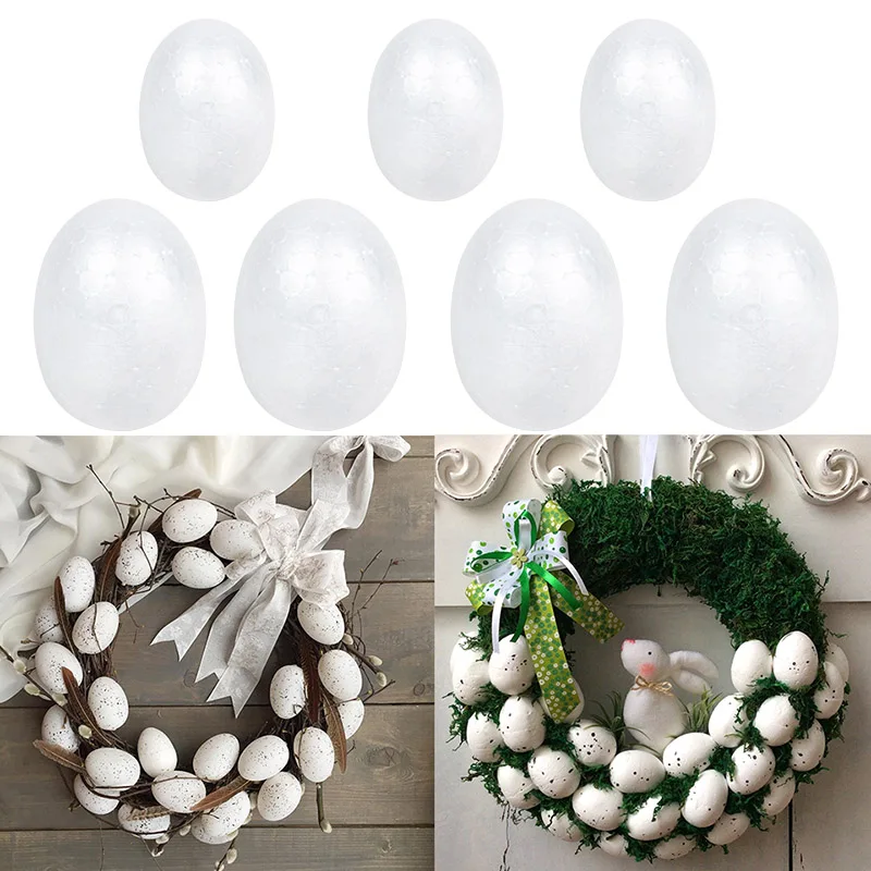 20/50pcs Easter Foam Eggs DIY Rattan Wreath Colorful Rabbit Bunny Eggs Happy Easter Party Decoration For Home Kid Painting Craft