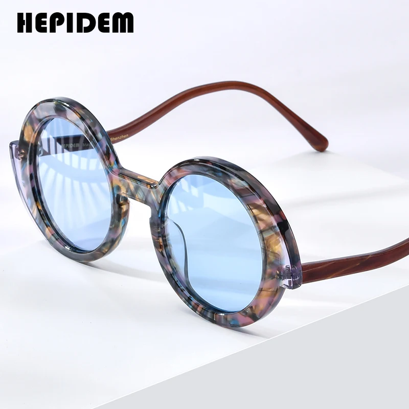 

HEPIDEM Acetate Polarized Sunglasses Men 2024 New Retro Trendy Cute S-Shaped Round Color Sun Glasses UV400 Women Shades H9354T