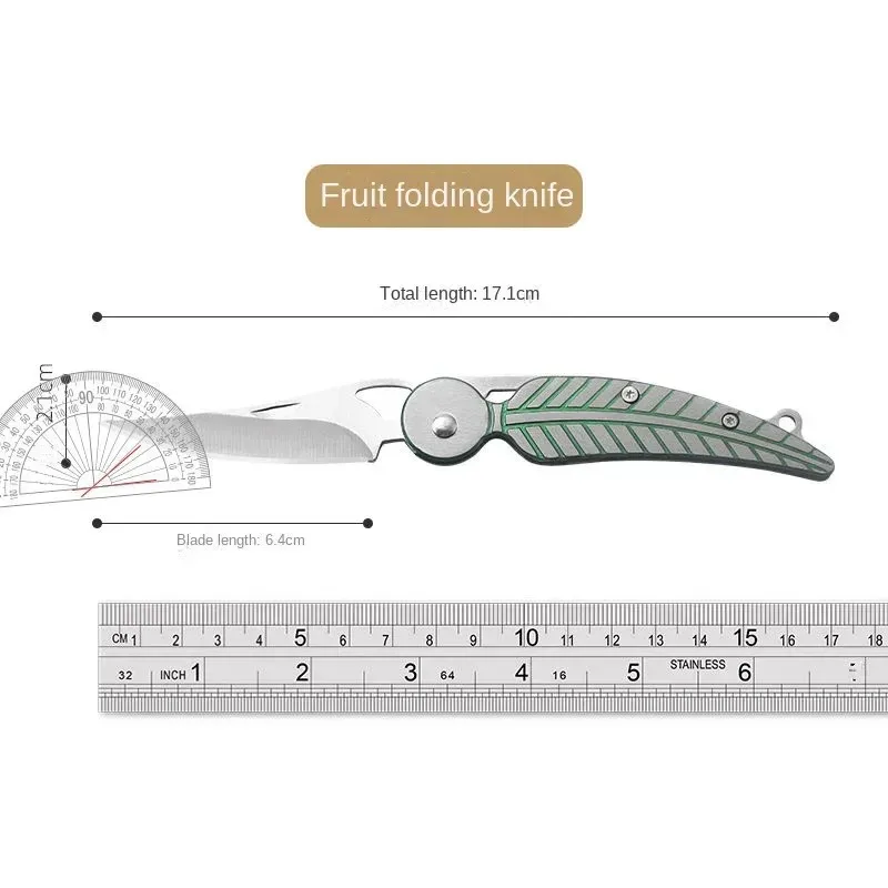 Outdoor creative leaf folding knife, EDC mini sharp folding knife, portable unboxing knife, stainless steel portable fruit knife