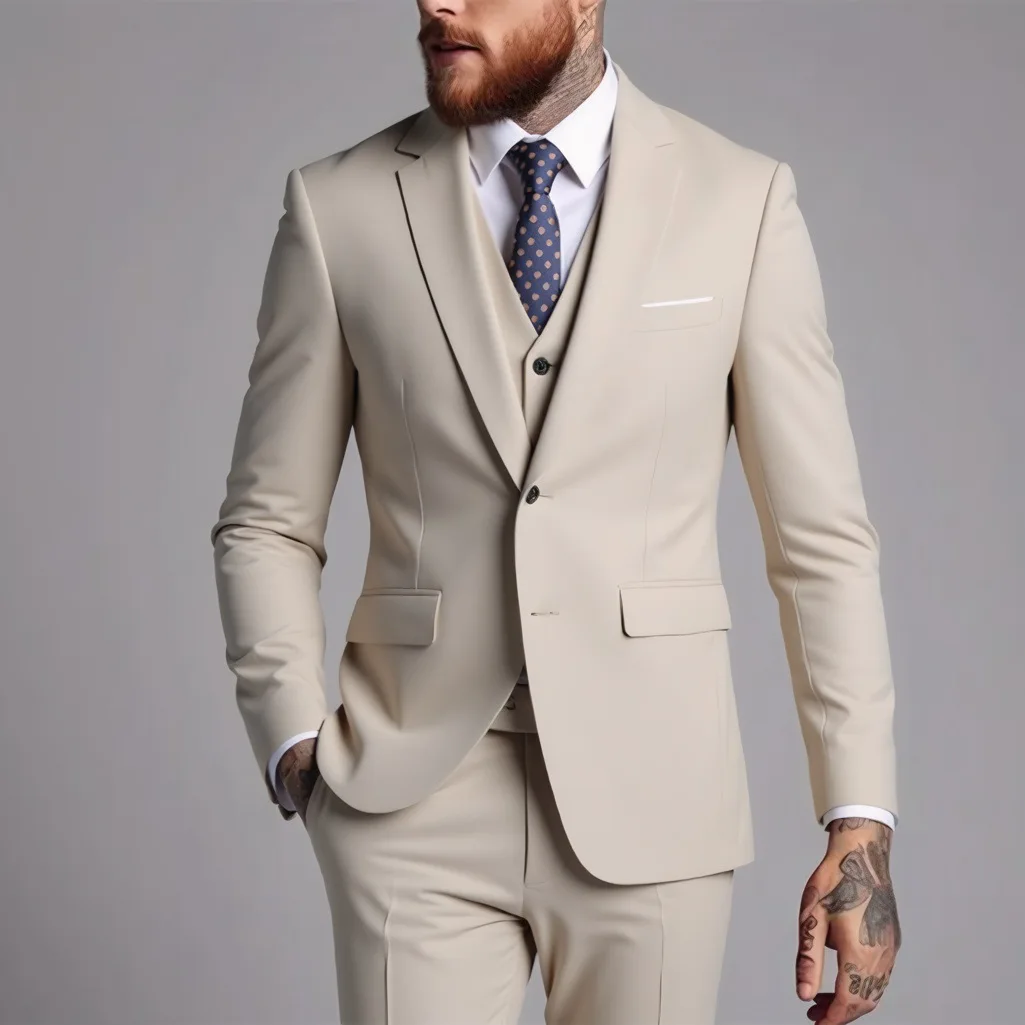 

US Size Suit (Blazer+ Waistcoat + Trousers) Men Fashionable Business British Style Solid-color Banquet Host Casual Wedding Suit