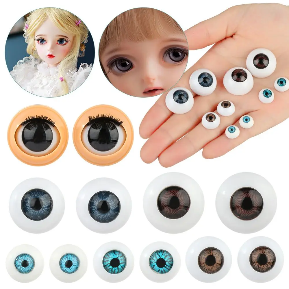 1 Pair Silicone Doll Rolling Eyeballs with Eyelashes DIY Doll Eyes Simulation Active Eyeball Doll Activity Eyes with Eye Cover