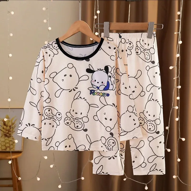 

Sanrio Pochacco Girls Pajamas Spring Autumn Children Pajamas Long Sleeve Cartoon Kids Sleepwear Robe Children's Clothing Mother