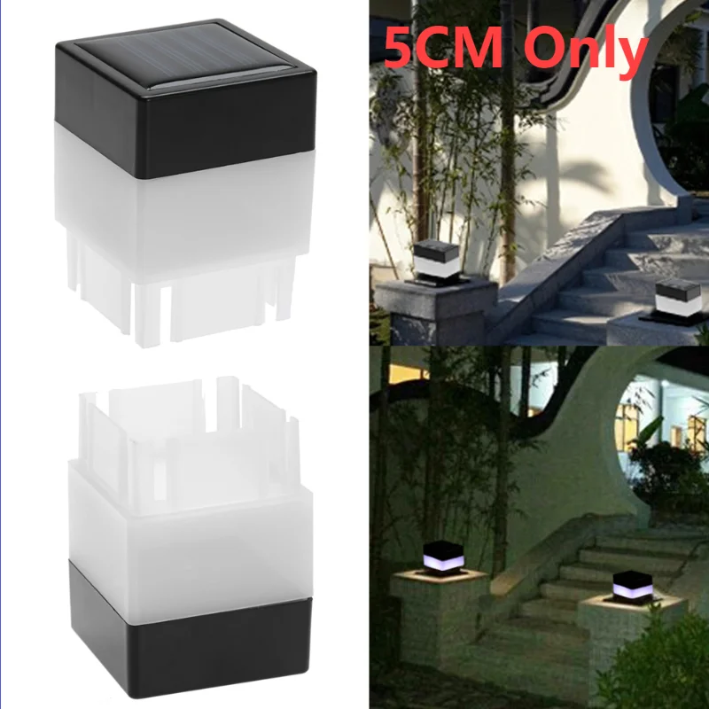 5 سنتيمتر LED عمود الطاقة الشمسية رئيس ضوء في الهواء الطلق بوابة السياج آخر مصباح الطاقة الشمسية عمود مصباح مقاوم للماء فناء المشهد حديقة ديكور