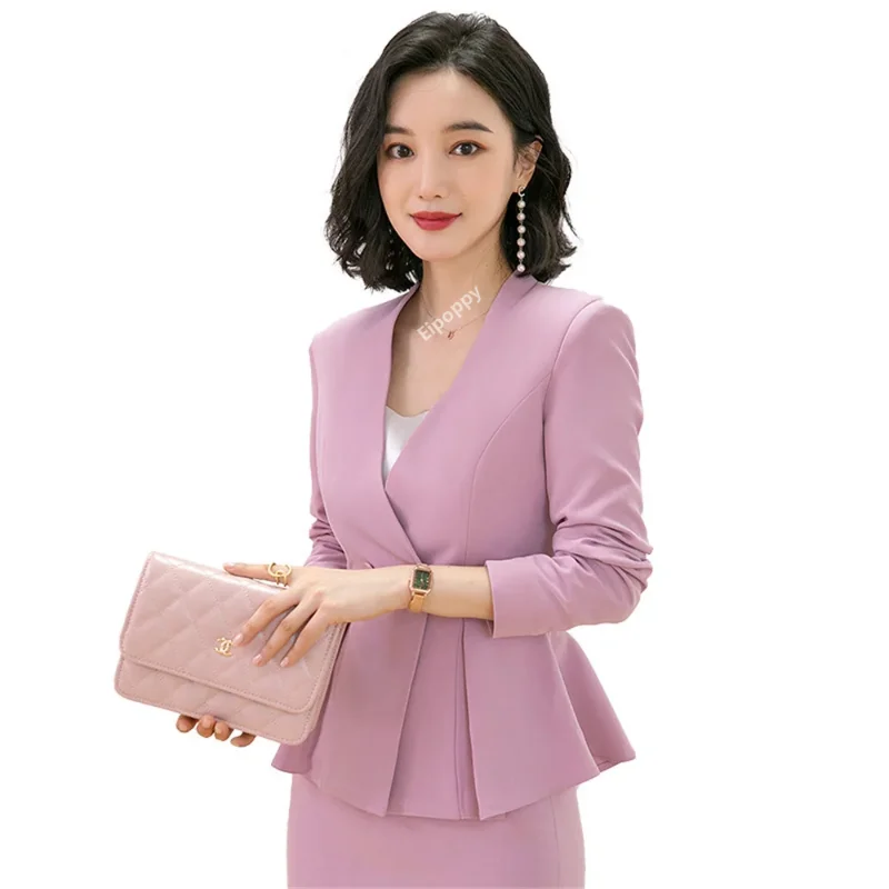 Elegant Women\'s Blazer Skirt Sets 2024 New in Business 2 Piece Short Sets Work Wear Office Formal Ladies Jacket suit with skirt