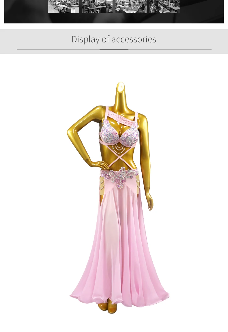 Damen-Abendkorsett, orientalisches Kostüm für Mädchen, Tanzanzug, Bauchtanzkleid, Bühnen-Tanzkleidung, Bauchtanz-Praxis-Outfit, langes Outfit – Detail 4