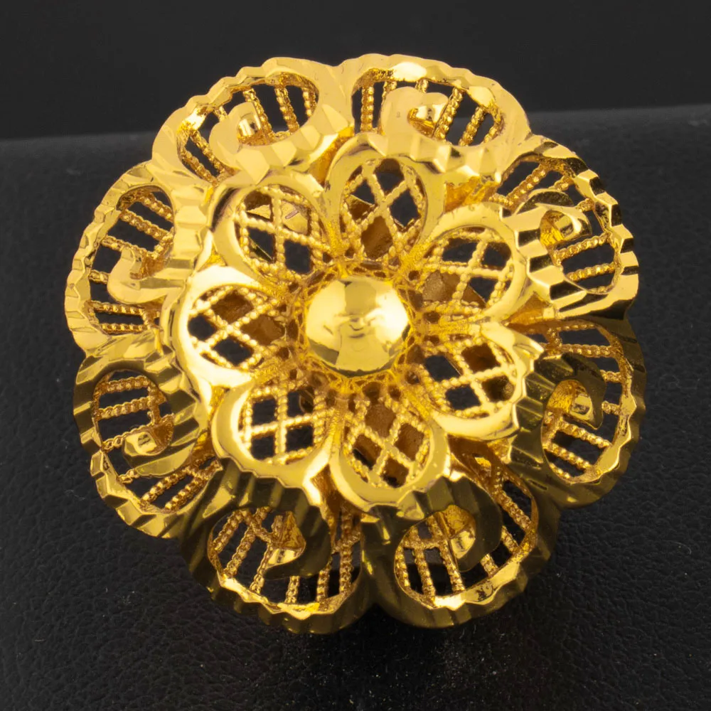 Äthiopien Dubai Blume Gold Farbe Arabische Ringe Größenverstellbar Für Frauen 18K Gold Überzogene Hochzeit Schmuck Afrikanische Party Geschenk – Detail 10