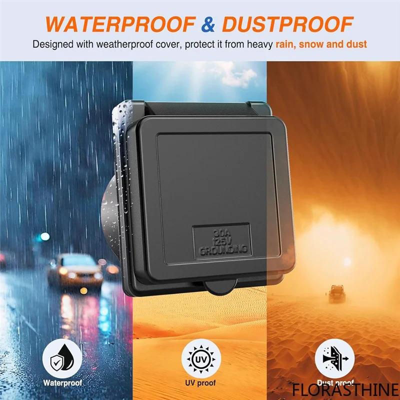 Y42A-30 AMP RV Shore Power Inlet 125V Twist Lock Receptacle NEMA L5-30P Lockable Enclosed Flanged Male Plug Inlet Box