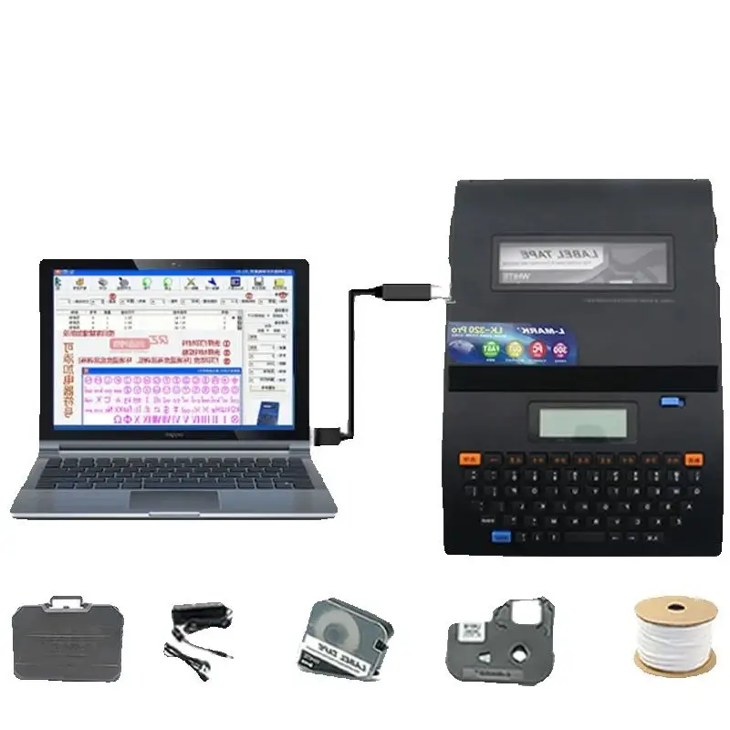 Cable Id Printer +Can Connect PC Electronic Lettering Machine PVC Tube Printer Wire Marking Machine In Blue Color LK-320P