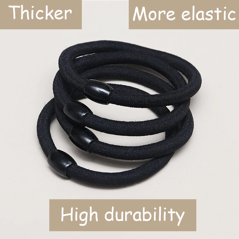 30pcs Thick Ponytail Hair Rope Black Hair Ties Elastic Hair Holder Rubber Bands Accessories Customized