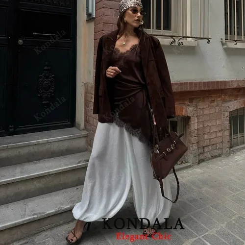 Imagen 2 del producto KONDALA mujeres Sexy High Street encaje Cami Vestido corto vestido asimétrico 2025 primavera otoño moda fiesta cena fecha Mujer vestido