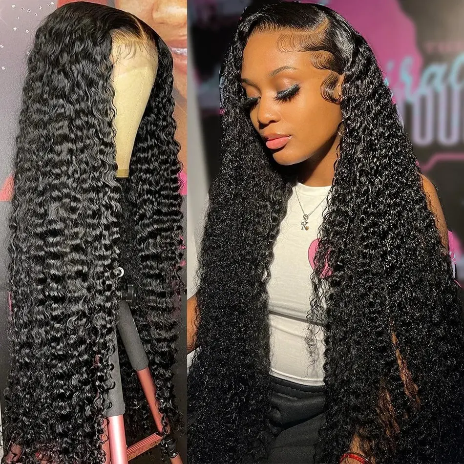 Rosabeauty 13X6 13x4 Deep Wave Lace Front Human Hair Wig 5X5 Preplucked Glueless Ready To Go Curly Wig 250 Density 40 Inch