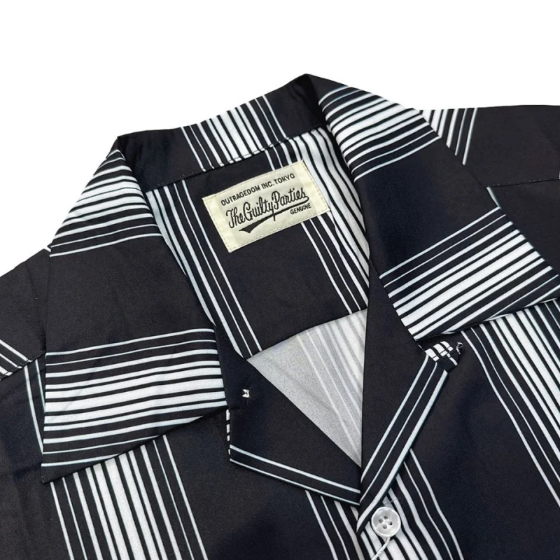 Urban Mens Womens Trendy Simple Stripe Cuban Collar WACKO MARIA Shirt Best Quality Autumn Brand Loose Hawaii Long Sleeve Shirt