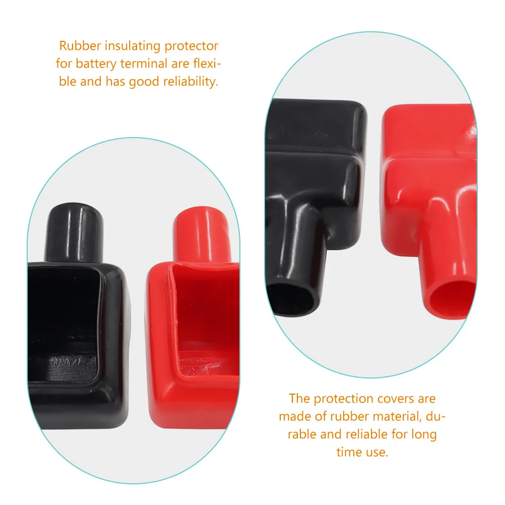 

3Pairs Terminal Protectors Rubber Covers Positive Negative Electrical Insulating Caps for Auto Marine Motorcycle Boat