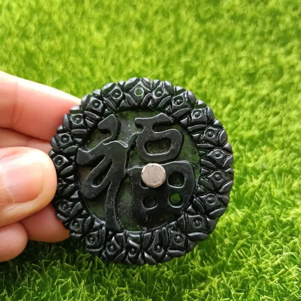 Natural Tibetan Jade Medicine King Graphite Emerald Money Blessing Pendant for Men and Women with Money Blessing Pendant