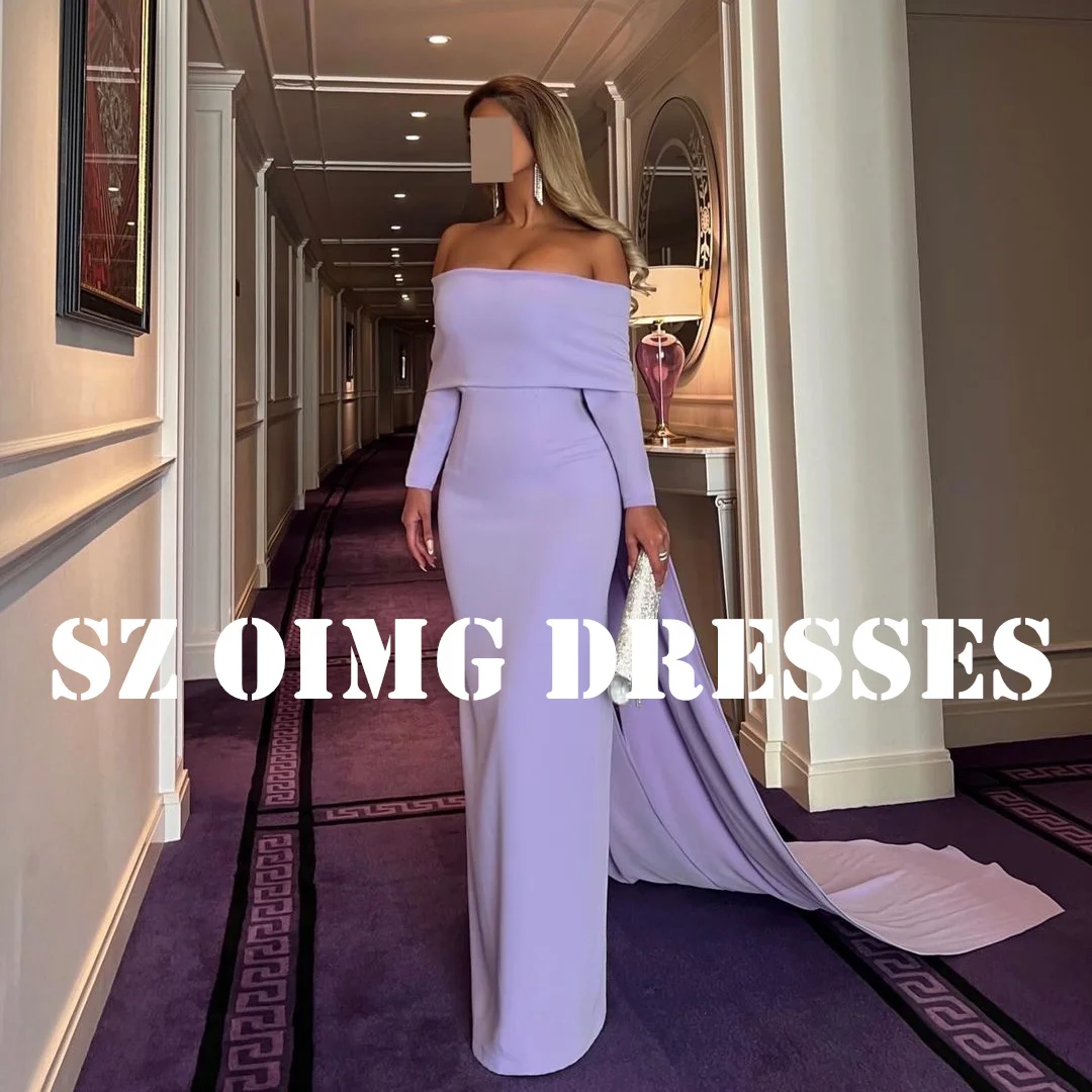 OIMG New Design Purple Elegant Prom Dresses Arabic Women Off the Shoulder Customized Mermaid Evening Gowns Formal Party Dress