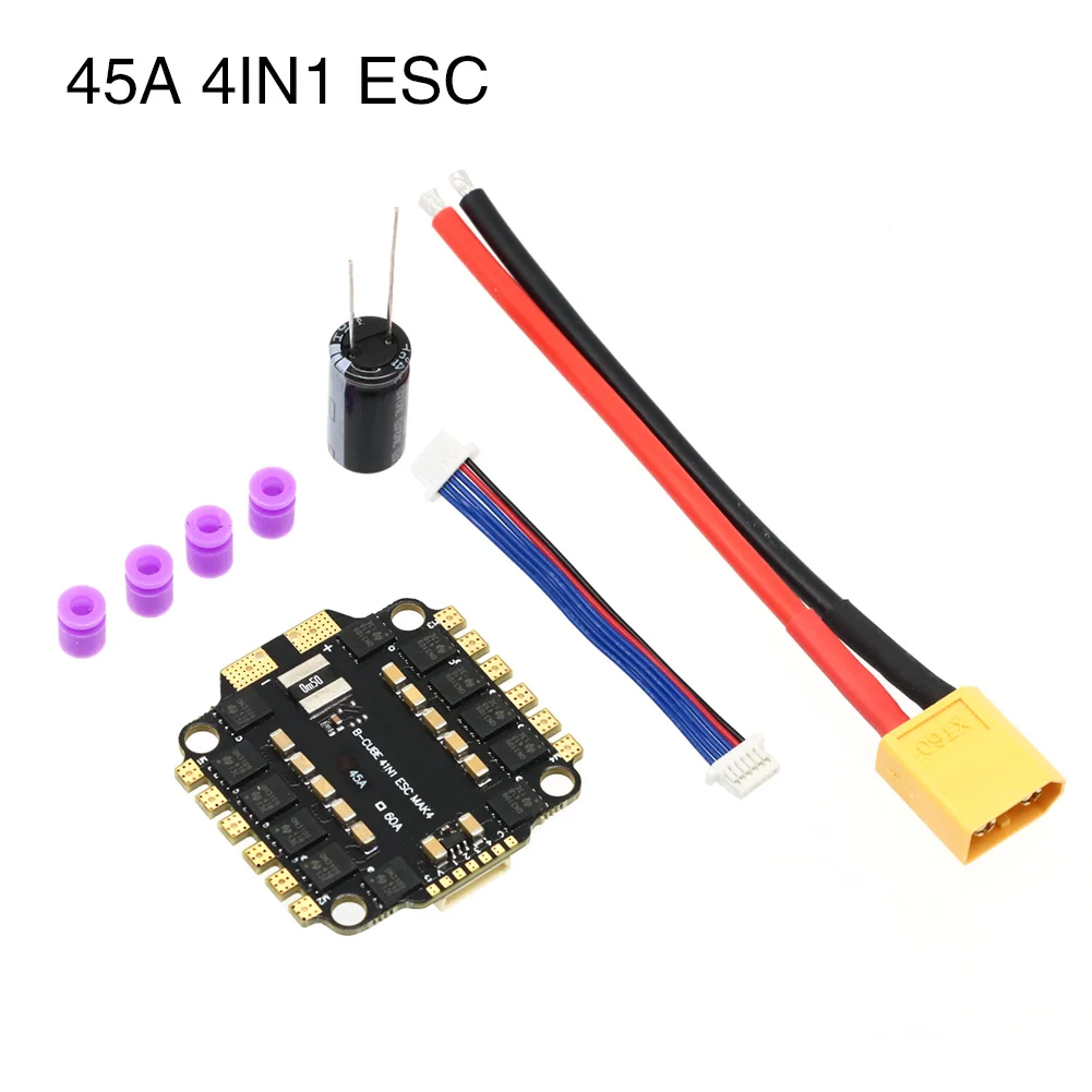 UAngel 4IN1 45A 60A ESC BLHELI_S Support 3-6S brushless motor Support DShot300 600 Multishot Oneshot PWM FPV F4 Flight Control