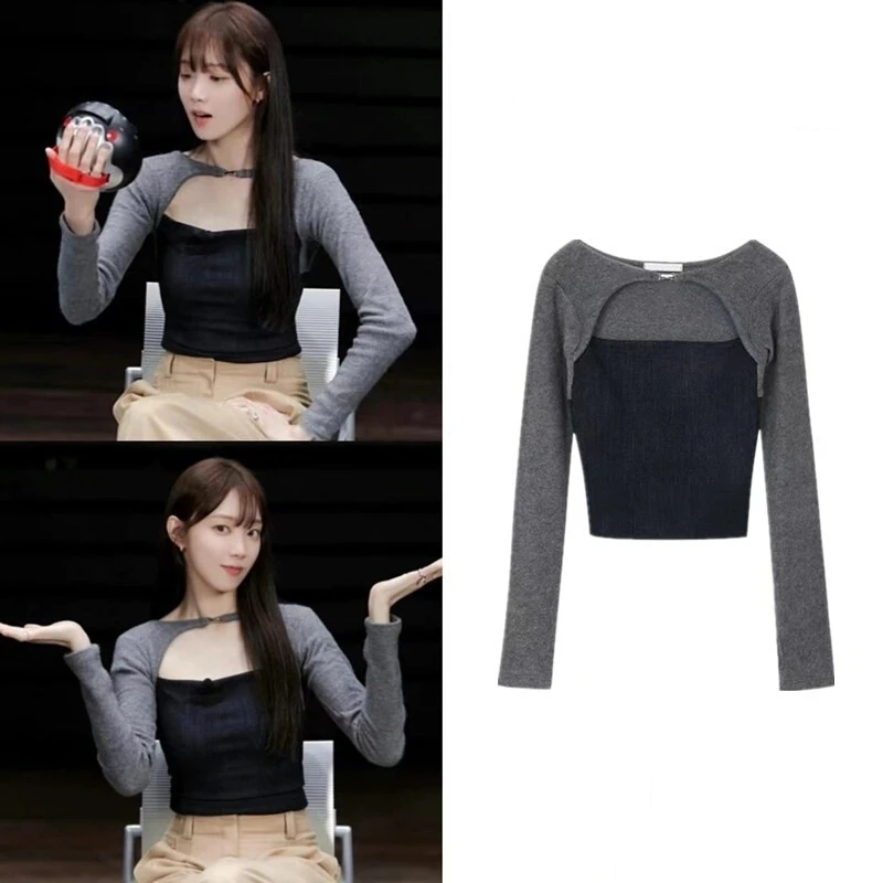 

Kpop Girl Group Nightclub Hot Girl Sexy Long Sleeve Knitted Sweaters Women Korean Spring New High Street Casual Short Knitwear