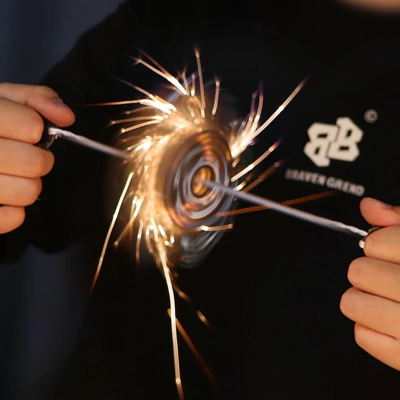 Pull String Spark Flywheel Toy Mecha Design Friction Powered Spinning Top Kids Interactive Battle Gift