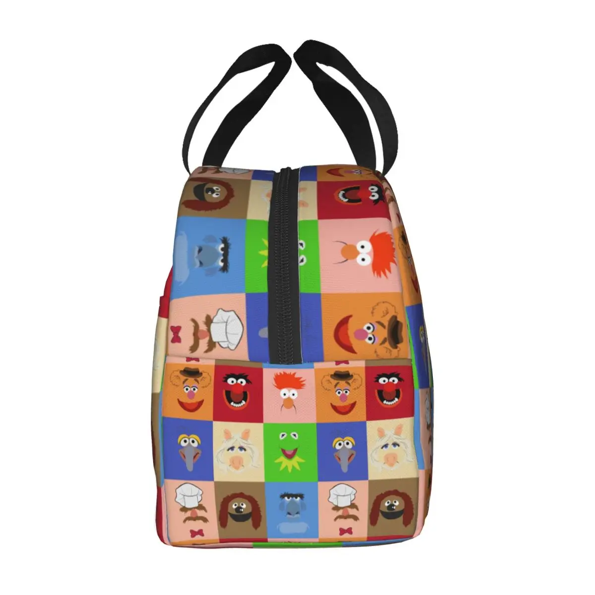 Custom Funny Cartoon Cookie Monster Collage Insulated Lunch Bags for Women Portable Cooler Thermal Food Lunch Box School