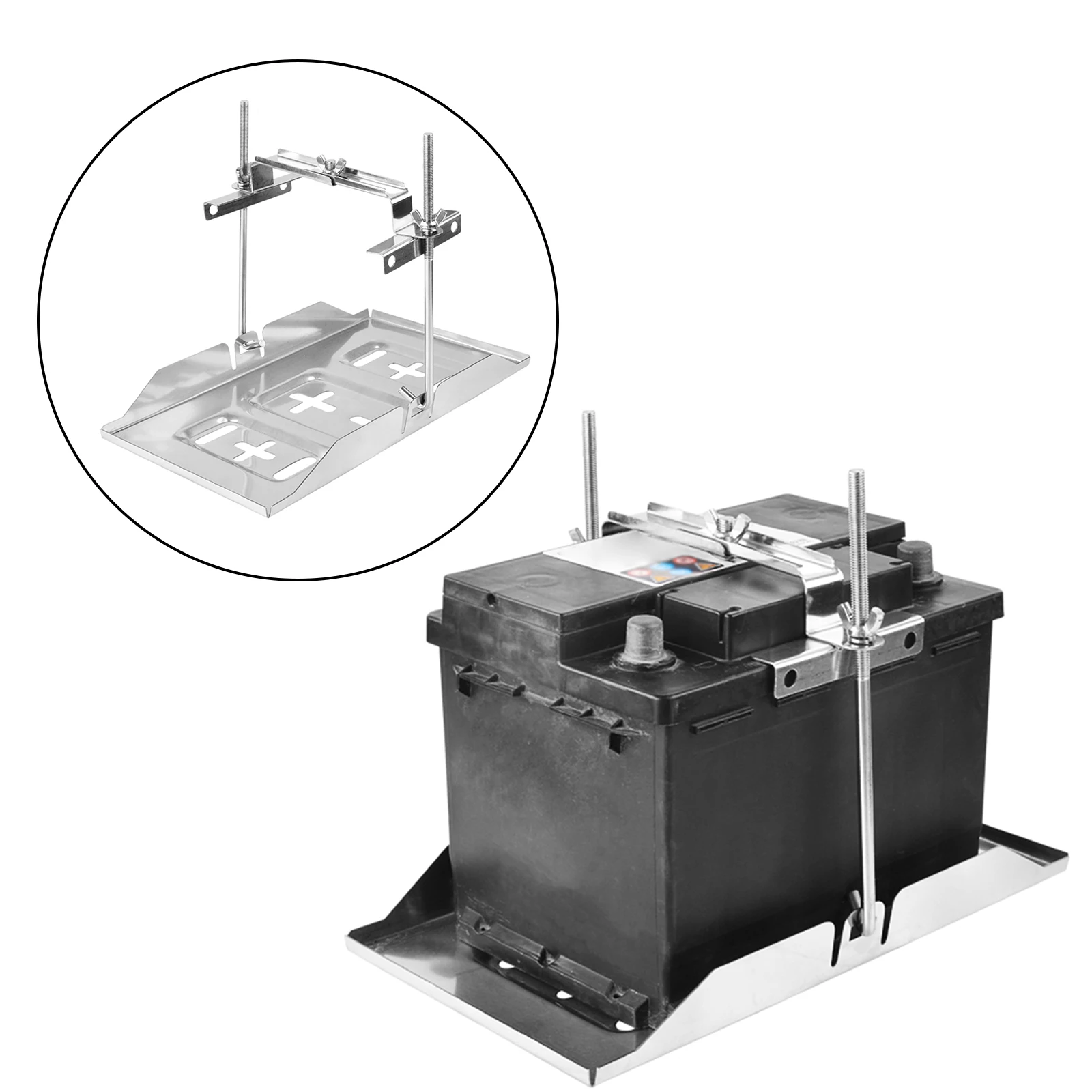 Car Battery Fixing Holder Kit Auto Battery Tray Storage Clamp Battery Holder Bracket Kit Adjustable Clamp for Car Automotive RV