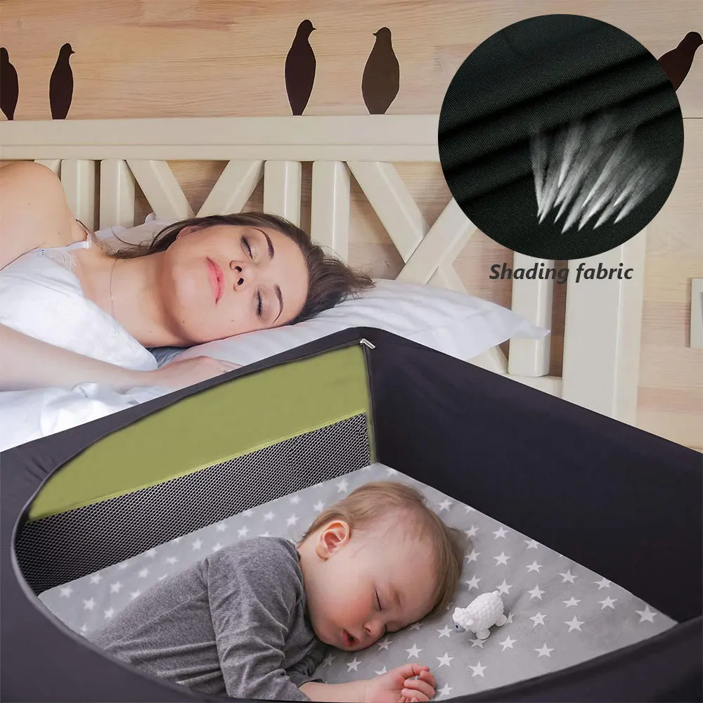 Blackout Crib Canopy Cover Stretchable Breathable Portable Baby Bed Blackout Tent Safety Compact Sun Shade Curtain Room Decor