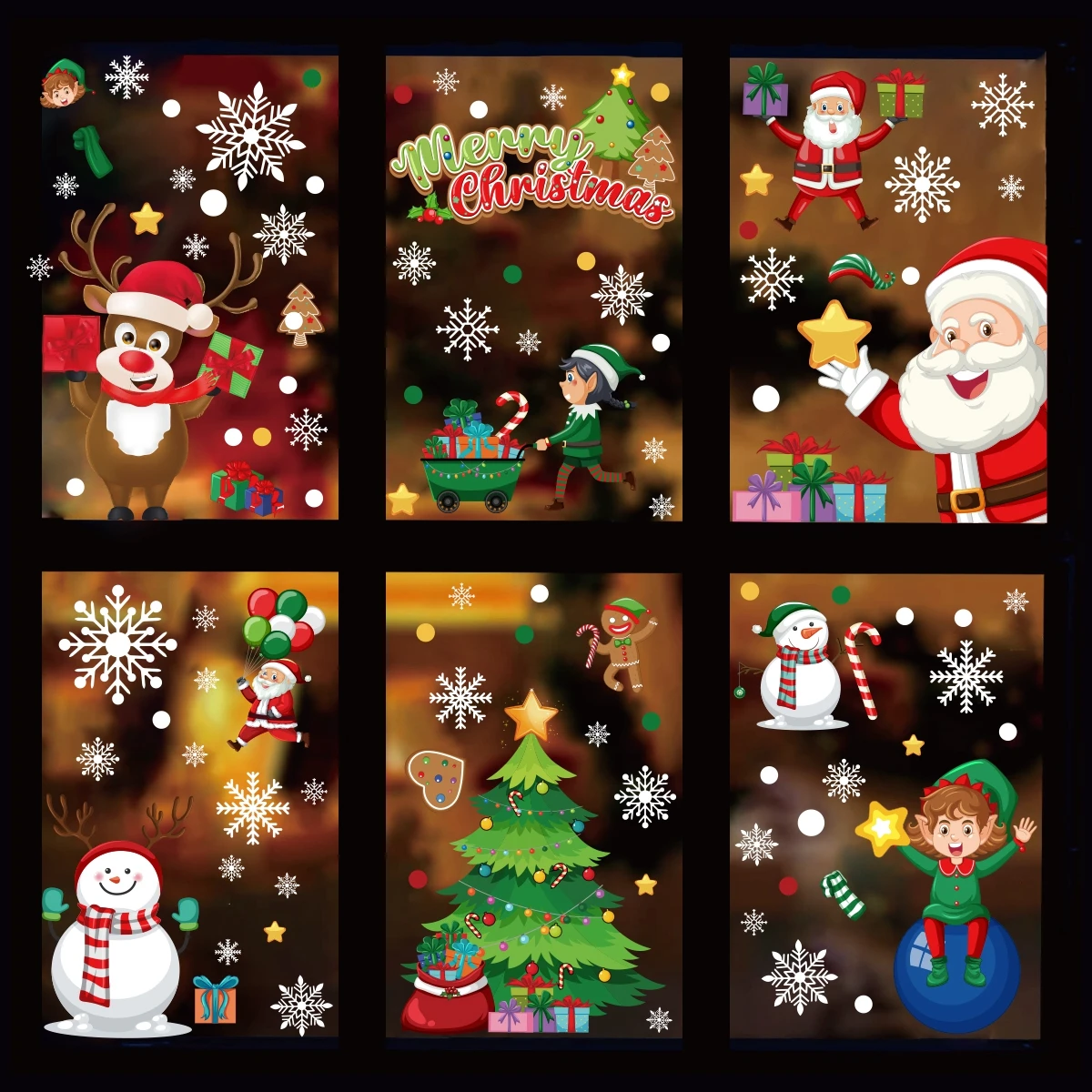 Merry Christmas Window Stickers Christmas Decoration for Home 2024 Window Sticker Xmas Ornament Navidad Natal New Year Gift 2025