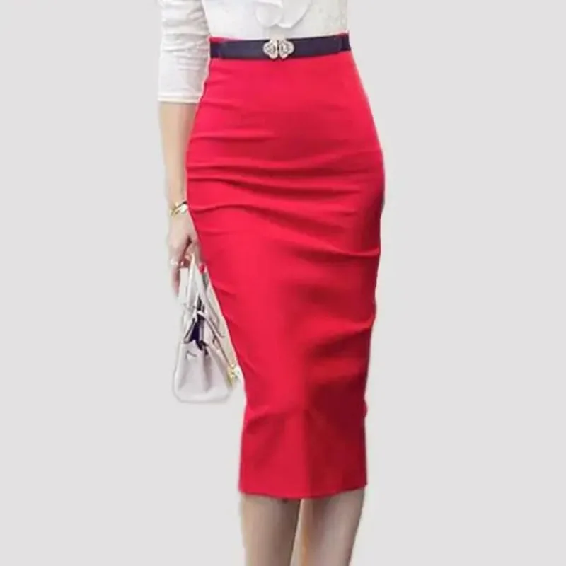 New Women's Long Professional Skirt high Waist After The Split Slim Package Hip One Step Skirt S-5XL