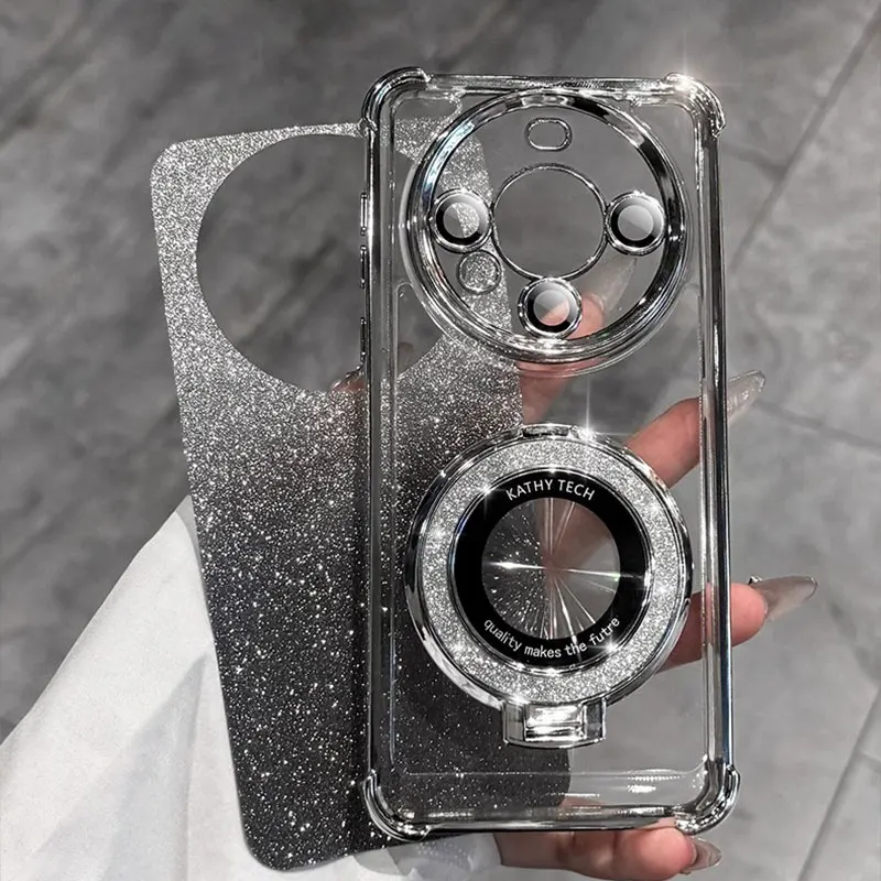 Etui odporne na wstrząsy do Samsung Galaxy S26 S25 FE S24 Plus S23 S22 Ultra A56 A36 A26 A17 A57 A37 z brokatem, podstawką i bransoletką. — zdjęcie produktu 4