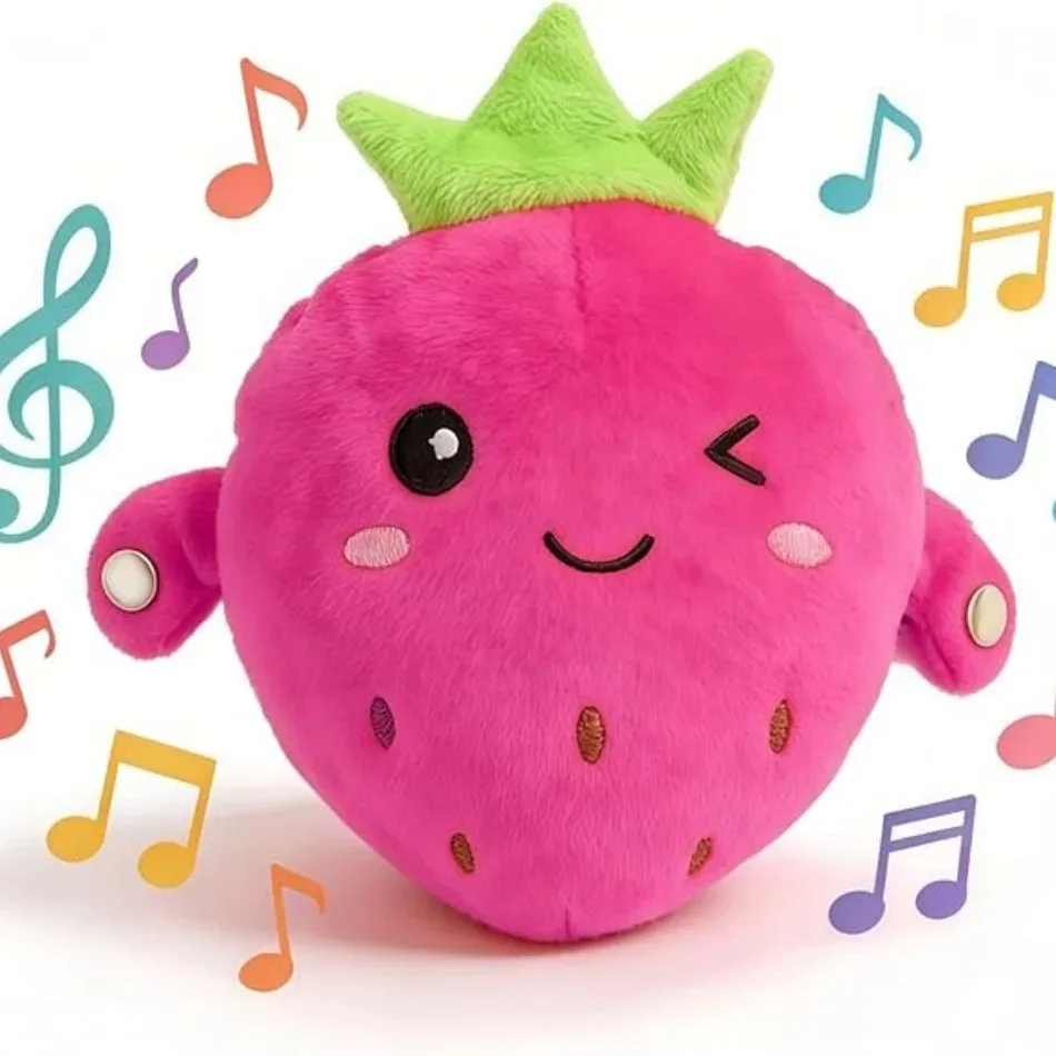 2026 Schattig Leuk Muziekbeat Ouder-kind Interactief Pluche Poppenkraagwortel Fruit Sensorische Inductie Speelgoed Ontwikkel Muzikaal Gevoel