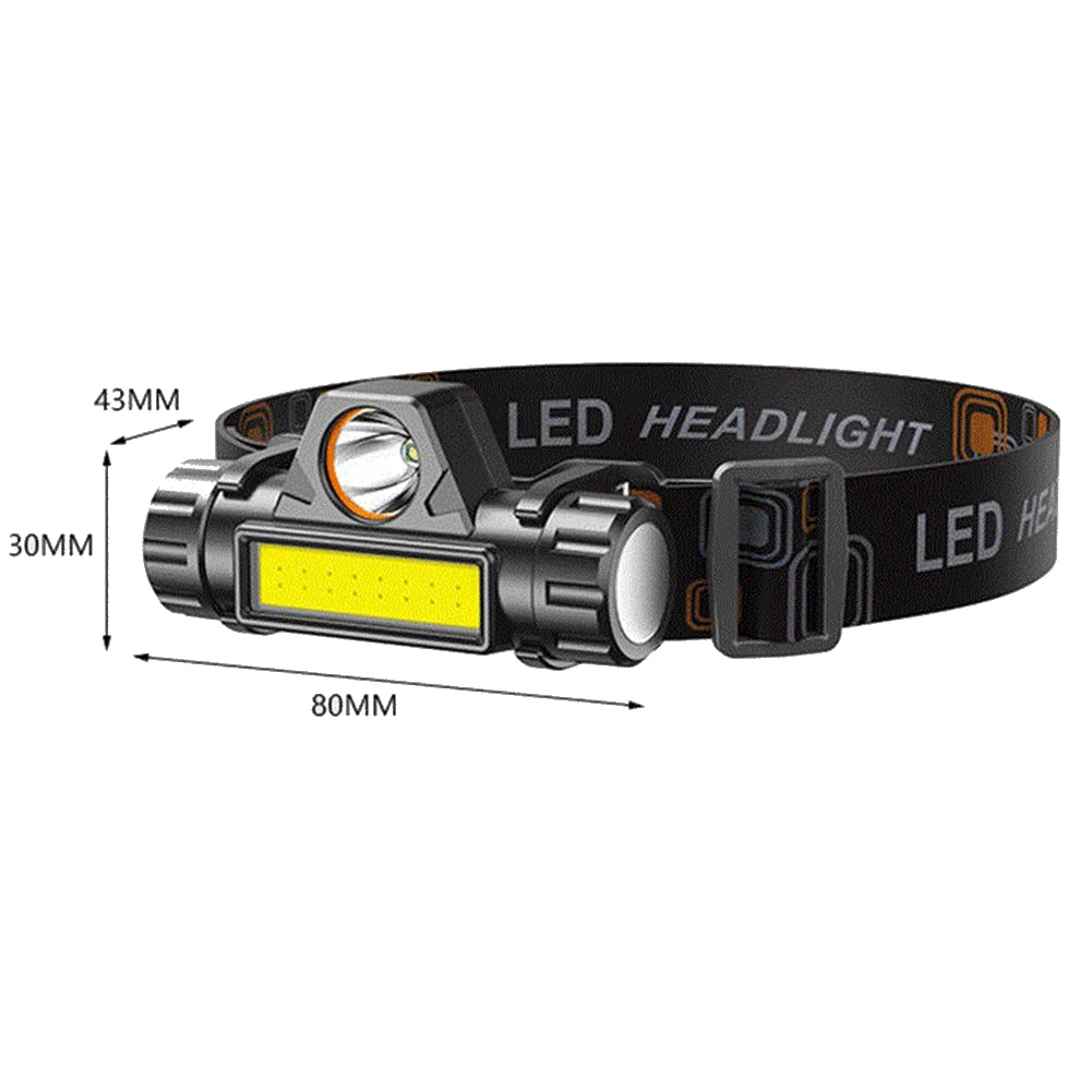 المحمولة XPE + COB رئيس ضوء 150LM 400mAh LED مصابيح العمل قابل للتعديل مايكرو USB قابلة للشحن IPX4 مقاوم للماء للأنشطة الخارجية