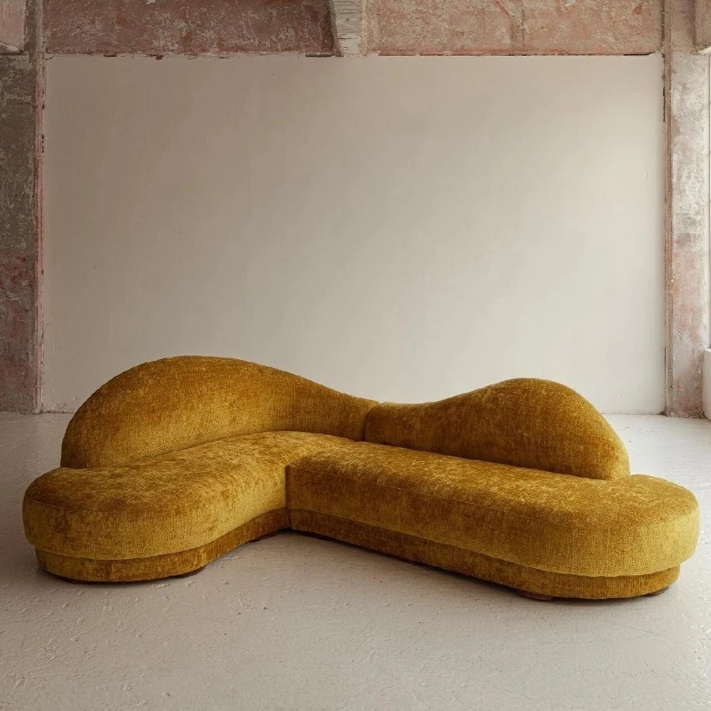 Corner sofa with multiple seats Wave design Living room Hotel lobby
