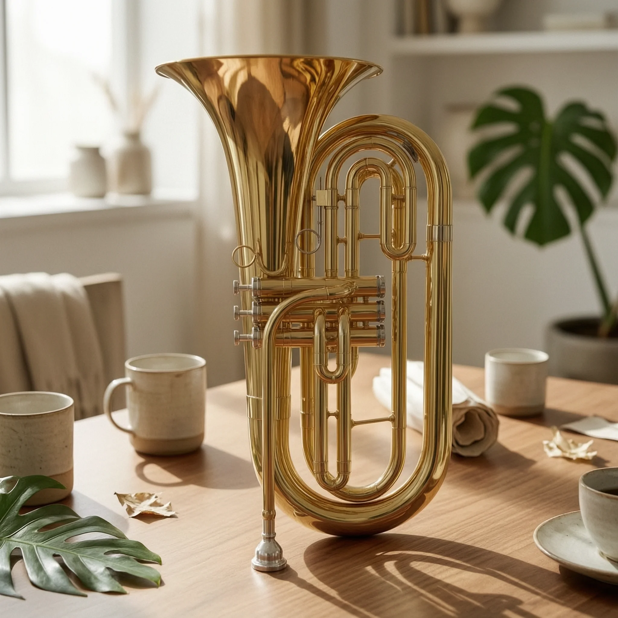 Marching Euphonium 3-Valve Euphonium with Carrying Bag Soft Case with Backpack Straps Lightweight Brass Instrument Portable