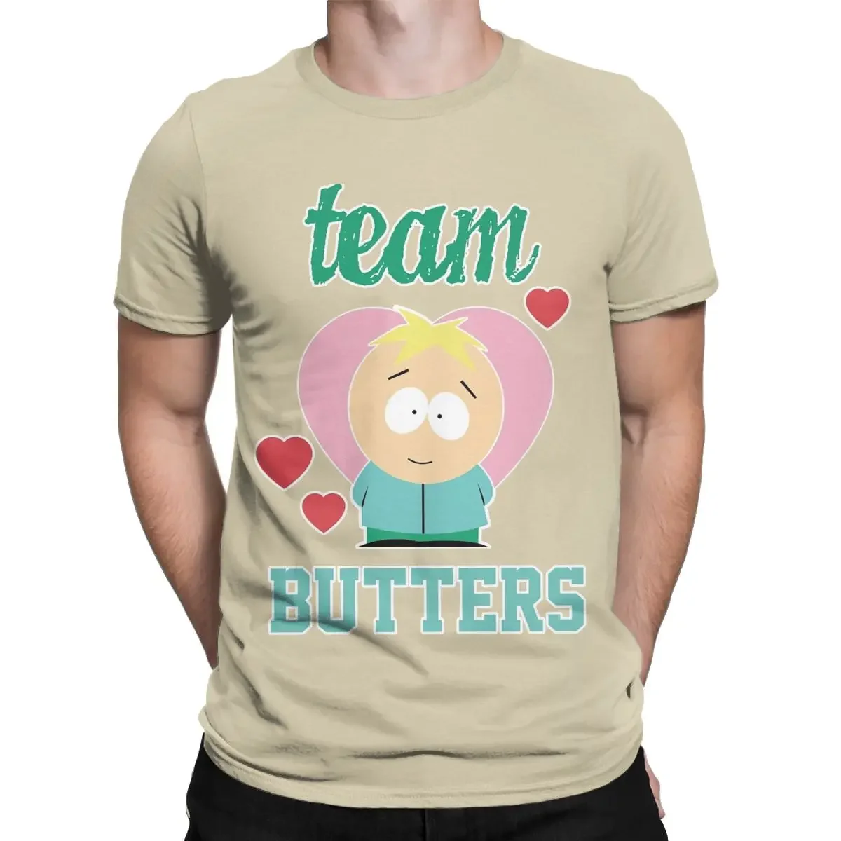 Oversized Short Sleeve Tee Shirt Tops Novelty Southpark Team Butters T-Shirt Men Round Collar Pure Cotton T Shirt Butters Stotch