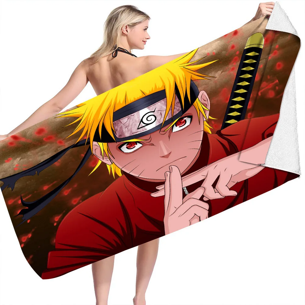 Anime Naruto Hokage Ninjia Bath Towels Microfiber Beach Swimming Towel Bathroom Decor for Kids Gift 75x150cm