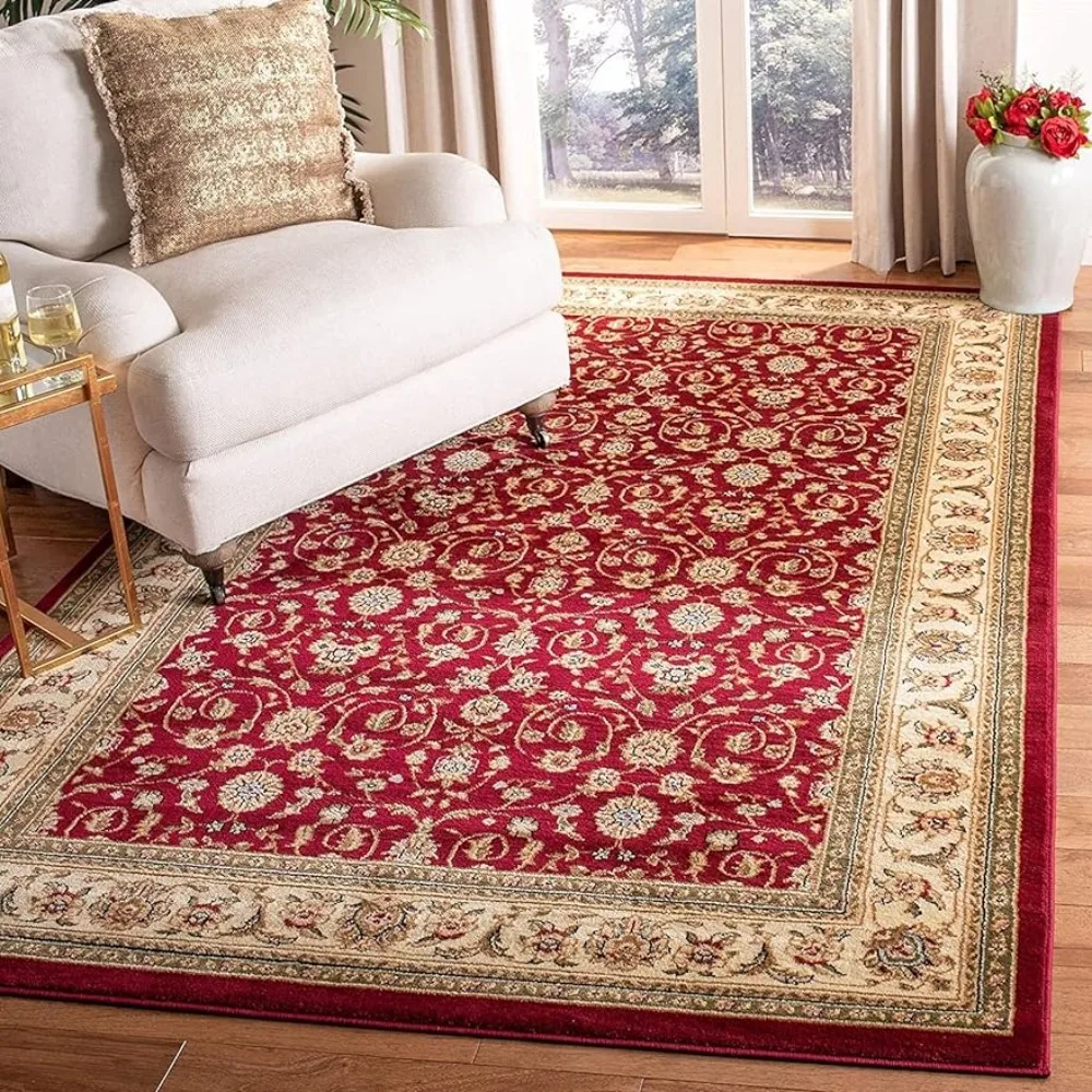 Collection Area Rug - 10' x 14', Red & Ivory,Traditional Oriental Design, Non-Shedding & Easy Care, Ideal for High Traffic Areas