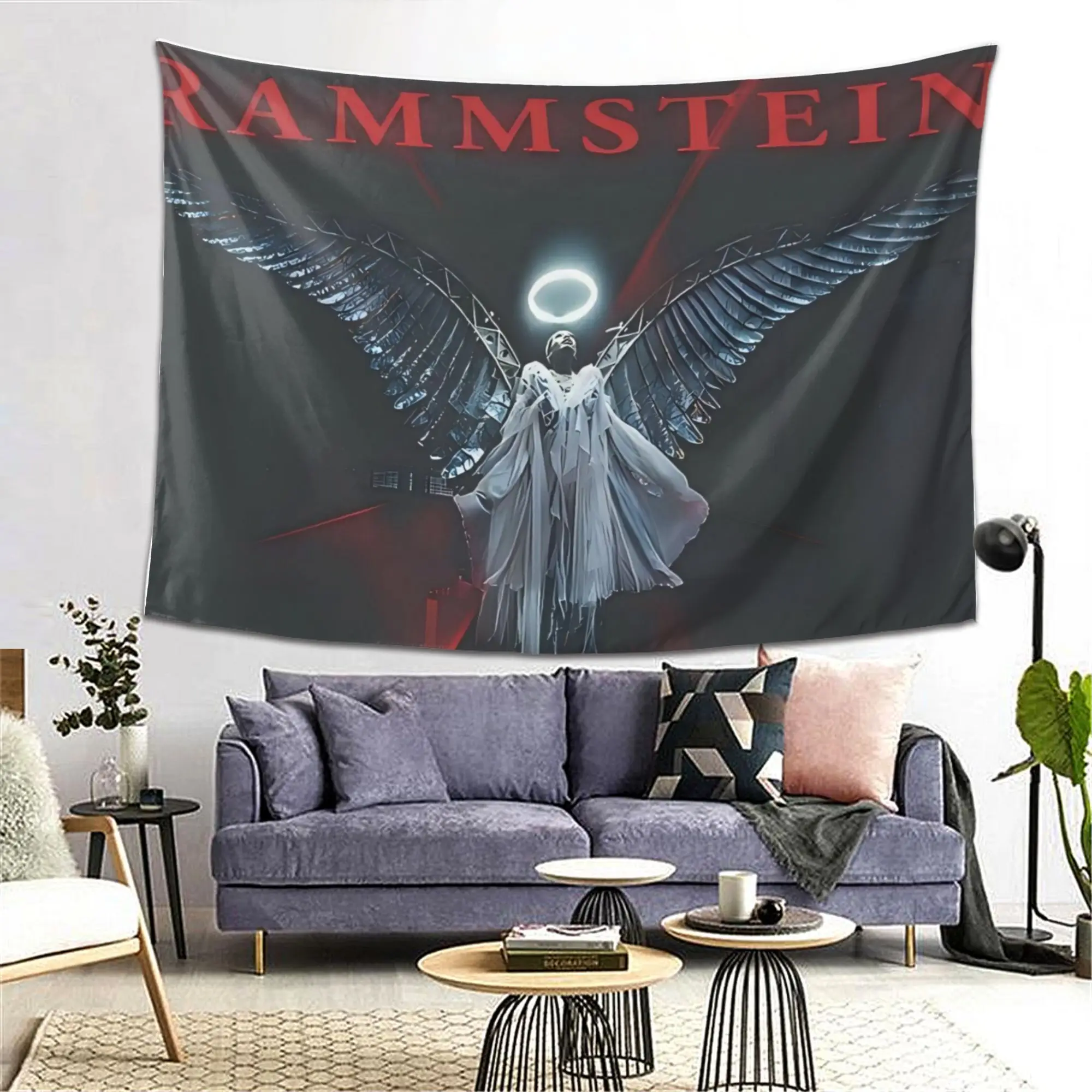 Rammstein Angel Tapestry - Dark and Dramatic Design, Gift for Home and Dormitory, Fashionable and Unique Wall Decorations