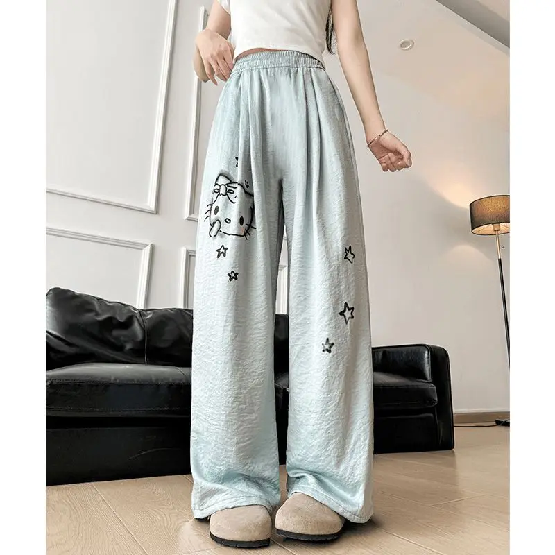 Sanrio Hello Kitty Pantaloni del pigiama da donna Kawaii Cartoon Primavera Autunno Pantaloni da notte Pantaloni da notte larghi Homewear Nuovi prodotti