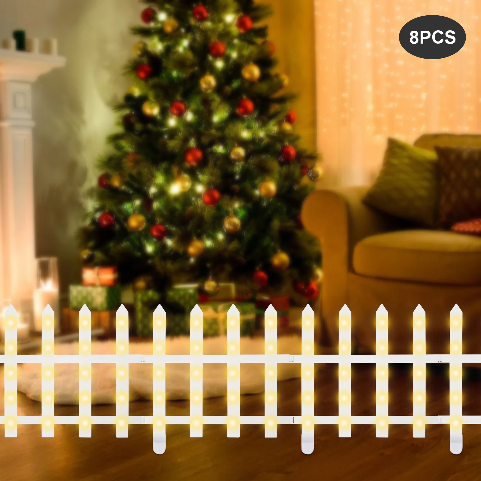 8-Pack LED Fence Lights, Warm White Light, Waterproof and PP Panels, Perfect for Garden and Holiday Decoration