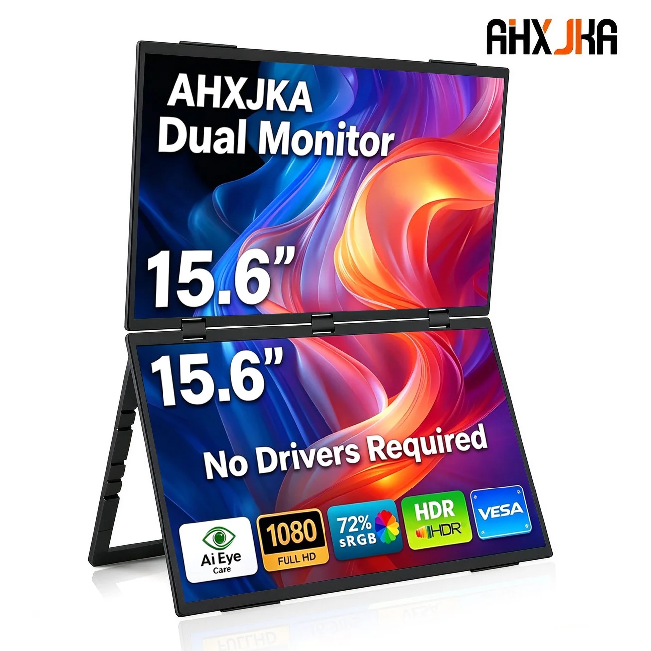 15.6 Inch Dual Portable IPS Monitor FHD 1080P 72%sRGB with Stand Type-C Mini HDMI Dual Display Screen Extender for Laptop PC